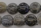 CLB736 15.5 inches 16mm flat round labradorite gemstone beads