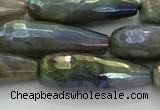 CLB785 15.5 inches 10*30mm faceted teardrop AB-color labradorite beads