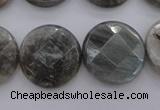 CLB91 15.5 inches 20mm faceted coin labradorite beads wholesale