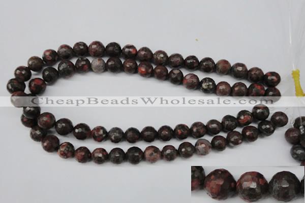 CLD104 15.5 inches 12mm faceted round leopard skin jasper beads