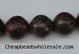 CLD106 15.5 inches 16mm faceted round leopard skin jasper beads