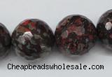 CLD108 15.5 inches 20mm faceted round leopard skin jasper beads