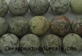 CLD204 15.5 inches 12mm round matte Chinese leopard skin jasper beads