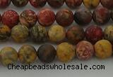 CLD211 15.5 inches 6mm round matte leopard skin jasper beads