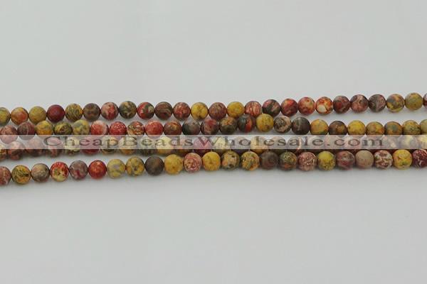 CLD211 15.5 inches 6mm round matte leopard skin jasper beads