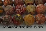 CLD213 15.5 inches 10mm round matte leopard skin jasper beads