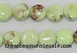 CLE49 15.5 inches 12mm flat round lemon turquoise beads wholesale