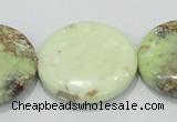 CLE50 15.5 inches 30mm flat round lemon turquoise  beads wholesale