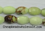 CLE70 15.5 inches 10*15mm faceted rice lemon turquoise beads