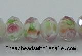 CLG04 12 inches 6*8mm faceted rondelle handmade lampwork beads