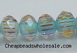 CLG53 13 inches 9*12mm faceted rondelle handmade lampwork beads