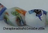 CLG535 16 inches 10*13mm faceted cuboid lampwork glass beads