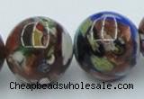 CLG543 16 inches 14mm round goldstone & lampwork glass beads