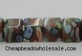 CLG550 16 inches 8*8mm cube goldstone & lampwork glass beads