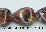 CLG558 16 inches 18*18mm heart goldstone & lampwork glass beads