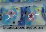 CLG808 15.5 inches 20*20mm square lampwork glass beads wholesale