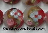 CLG812 15.5 inches 18mm flat round lampwork glass beads wholesale