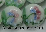 CLG823 15.5 inches 20mm flat round lampwork glass beads wholesale