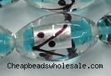 CLG857 15.5 inches 16*28mm rice lampwork glass beads wholesale