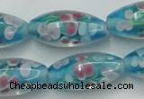 CLG866 15.5 inches 10*20mm rice lampwork glass beads wholesale