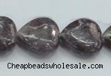 CLI03 15.5 inches 20*20mm heart natural lilac jasper beads wholesale