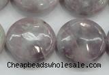 CLI57 15.5 inches 25mm flat round natural lilac jasper beads wholesale