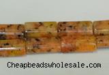 CLJ301 15.5 inches 8*16mm flat tube dyed sesame jasper beads wholesale