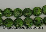 CLJ312 15.5 inches 12mm flat round dyed sesame jasper beads wholesale