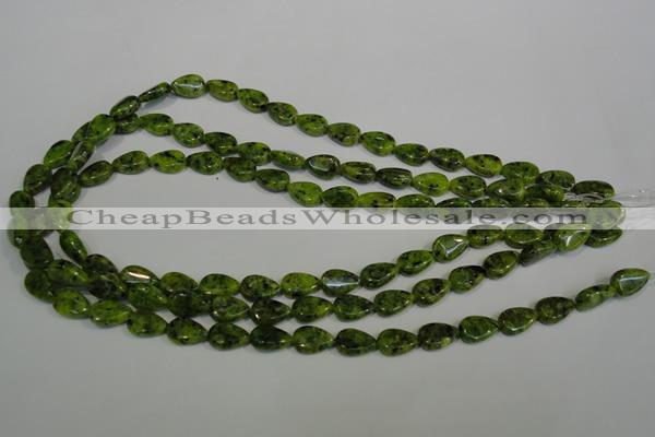 CLJ330 15.5 inches 8*12mm flat teardrop dyed sesame jasper beads