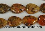 CLJ336 15.5 inches 13*18mm flat teardrop dyed sesame jasper beads