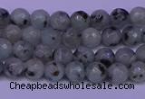 CLJ420 15.5 inches 4mm faceted round sesame jasper beads