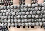 CLJ583 15 inches 8mm round matte sesame jasper beads