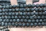 CLJ599 15 inches 8mm round matte sesame jasper beads