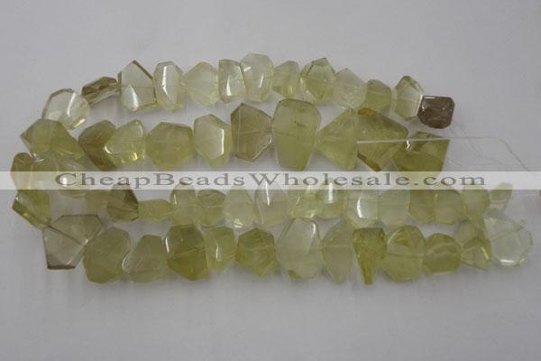 CLQ173 13*18mm – 20*28mm faceted nuggets natural lemon quartz beads