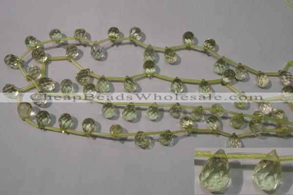 CLQ250 Top-drilled 8*12mm faceted teardrop natural lemon quartz beads