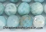 CLR120 15.5 inches 9mm faceted round larimar gemstone beads