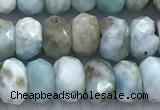 CLR148 15 inches 4*6mm faceted rondelle larimar beads wholesale