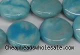 CLR365 15.5 inches 20mm flat round dyed larimar gemstone beads