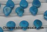 CLR448 Top drilled 8*10mm flat teardrop dyed larimar gemstone beads