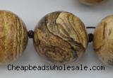 CLS10 15.5 inches 30mm faceted round large picture jasper beads