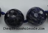 CLS100 15.5 inches 25mm faceted round large sodalite gemstone beads