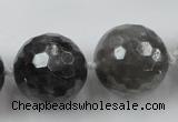 CLS105 15.5 inches 25mm faceted round large cloudy quartz beads