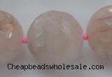 CLS16 15.5 inches 30mm faceted round large pink quartz beads