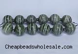 CLS254 7.5 inches 30mm round large green silver line jasper beads