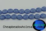 CLU175 15.5 inches 18mm flat round blue luminous stone beads