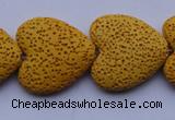 CLV18 15 inches 8*27mm heart yellow natural lava beads strand wholesale