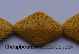 CLV20 15 inches 22*32mm rhombus yellow natural lava beads wholesale