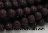 CLV203 15.5 inches 12mm round coffee natural lava beads wholesale