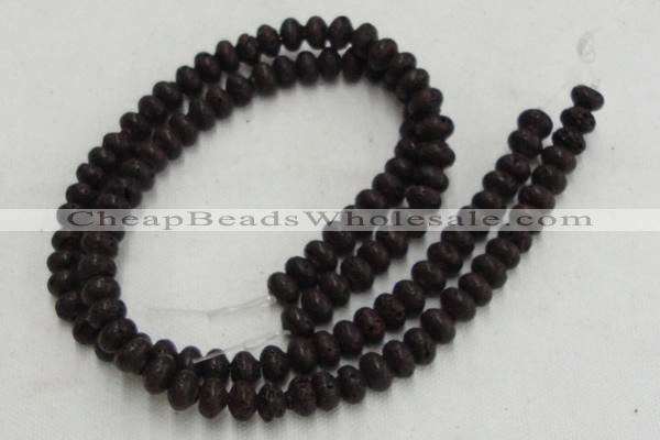 CLV206 15.5 inches 6*10mm rondelle coffee natural lava beads wholesale