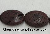 CLV209 15.5 inches 18*25mm oval coffee natural lava beads wholesale